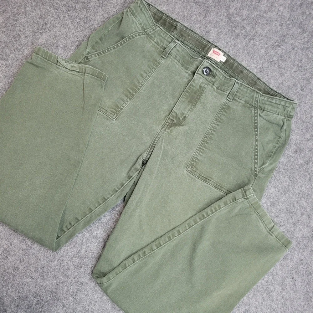 Levis Pants Womens 12 Green Casual Mid Rise Comfort Fit Straight Leg Preppy